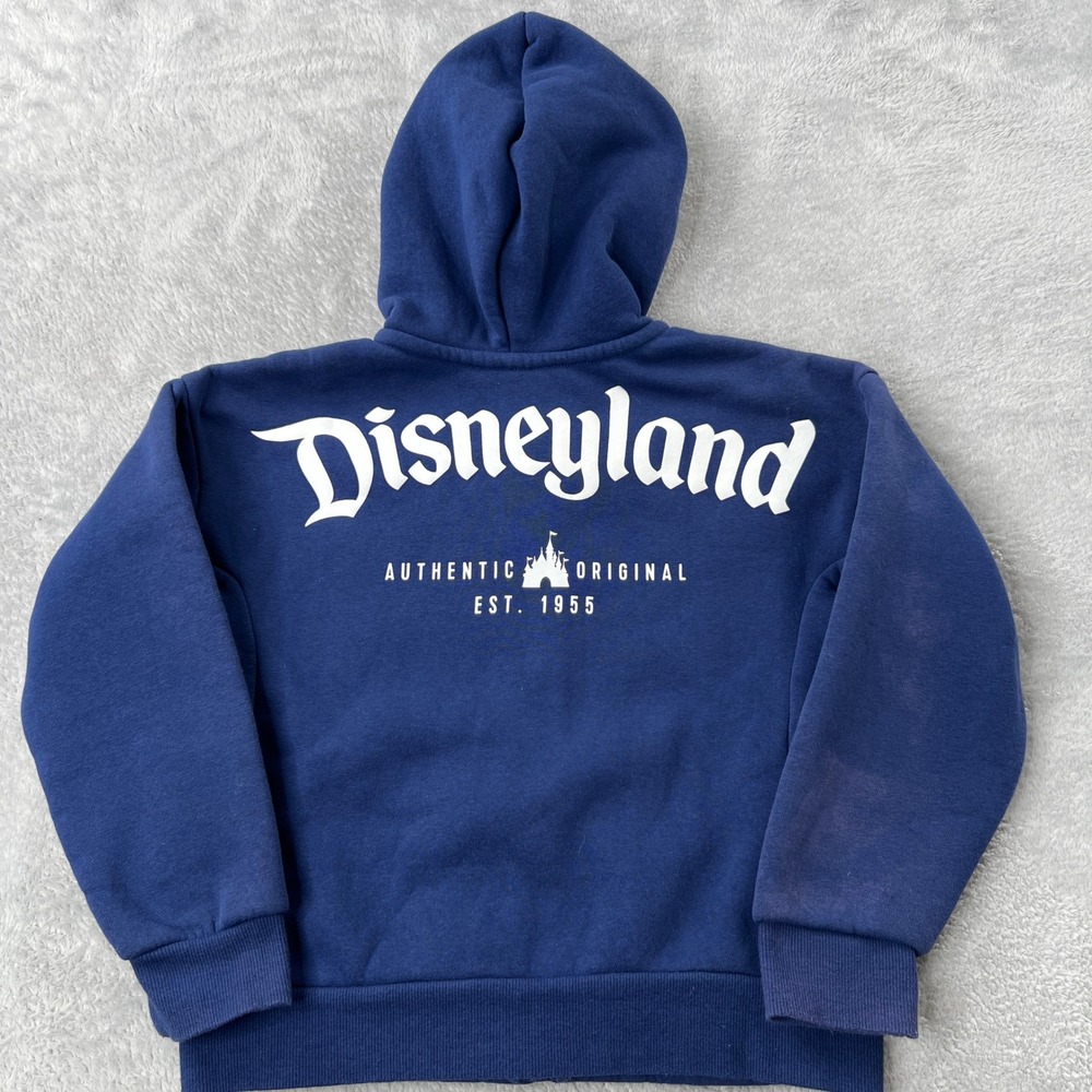 Disneyland Hoodie 5/6 Kids Blue Full Zip Disney Parks Logo Souvenir Sweatshirt